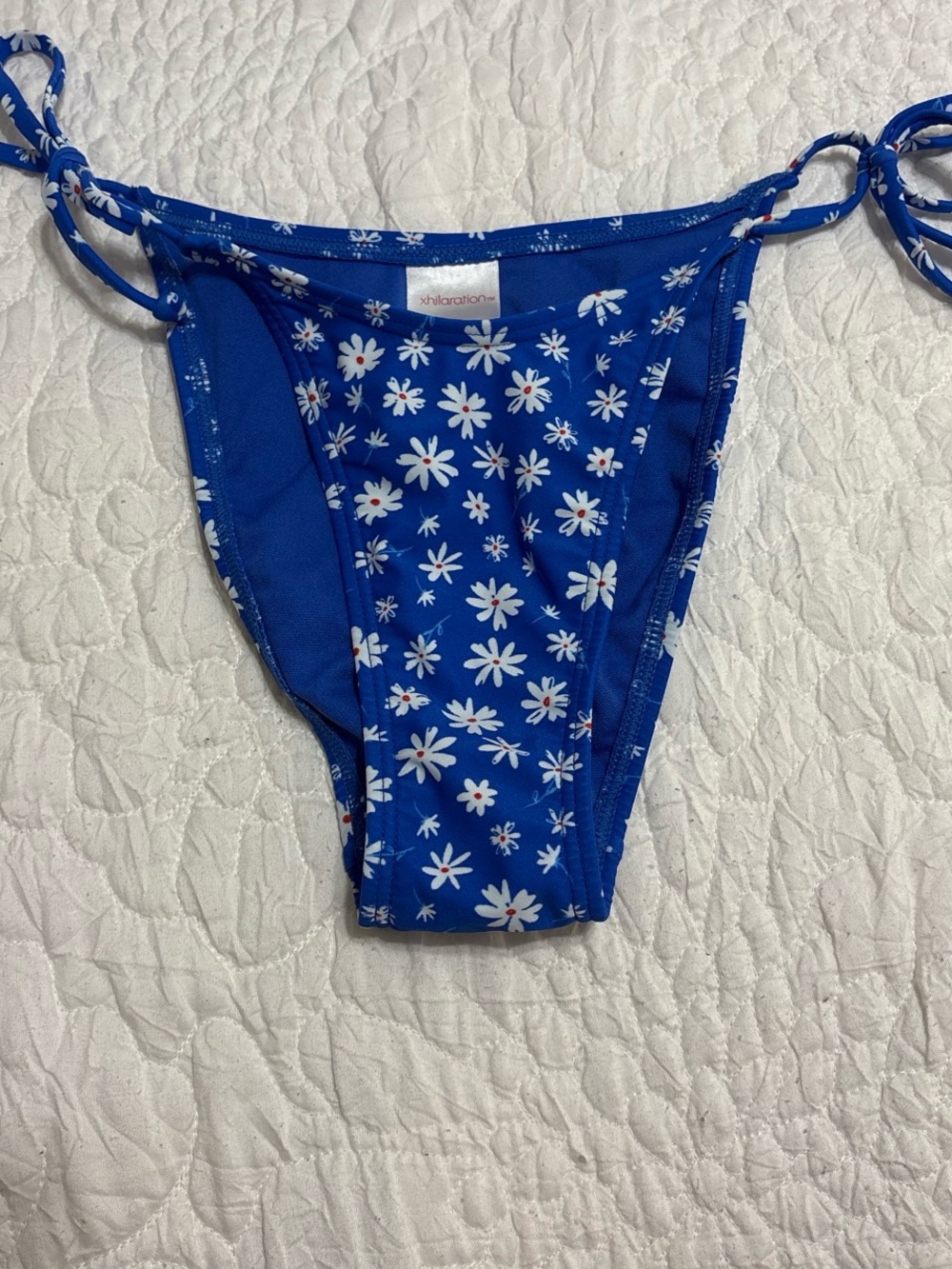 Xhilaration Royal Blue Daisy Tie-Side Bikini Bottoms